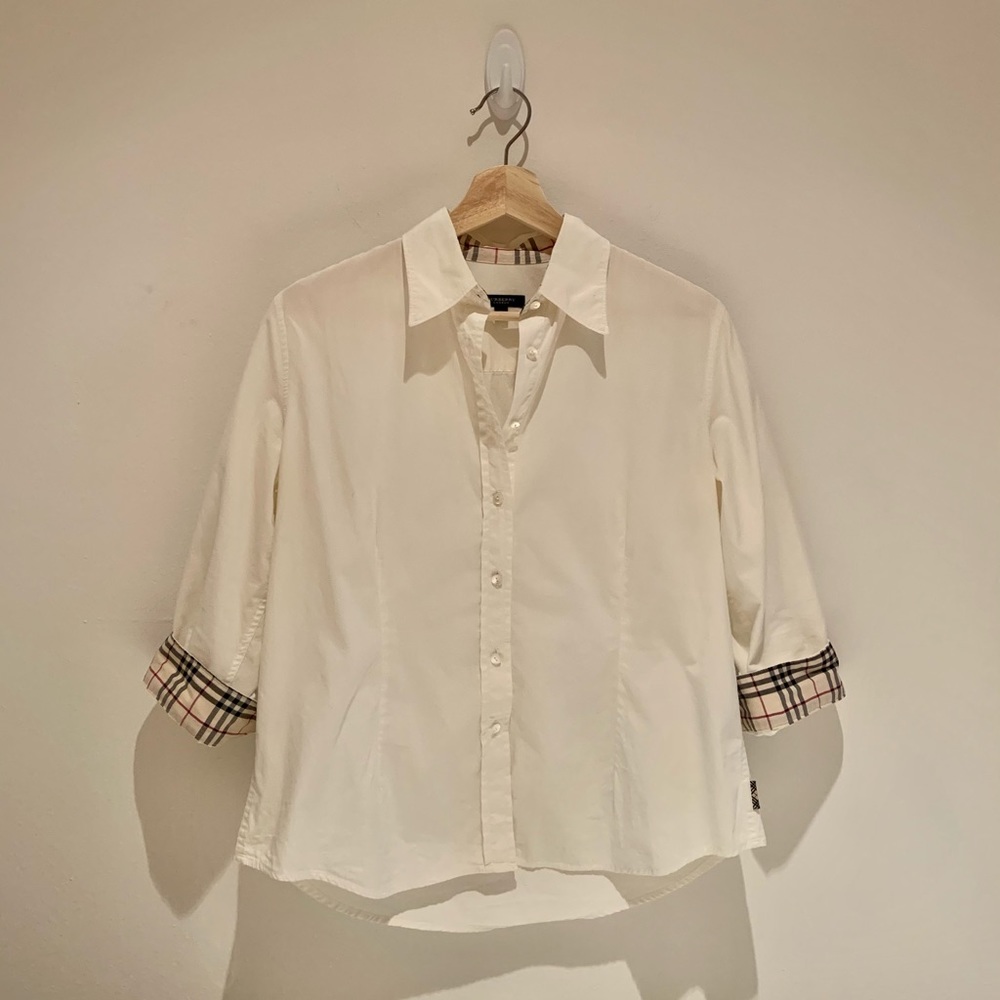 Burberry Women’s 3/4 Sleeve Button Down Shirt